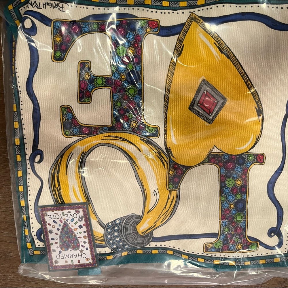 Brighton LOVE Jewel Heart Canvas Tote Bag New Retail $100 - Picture 10 of 12